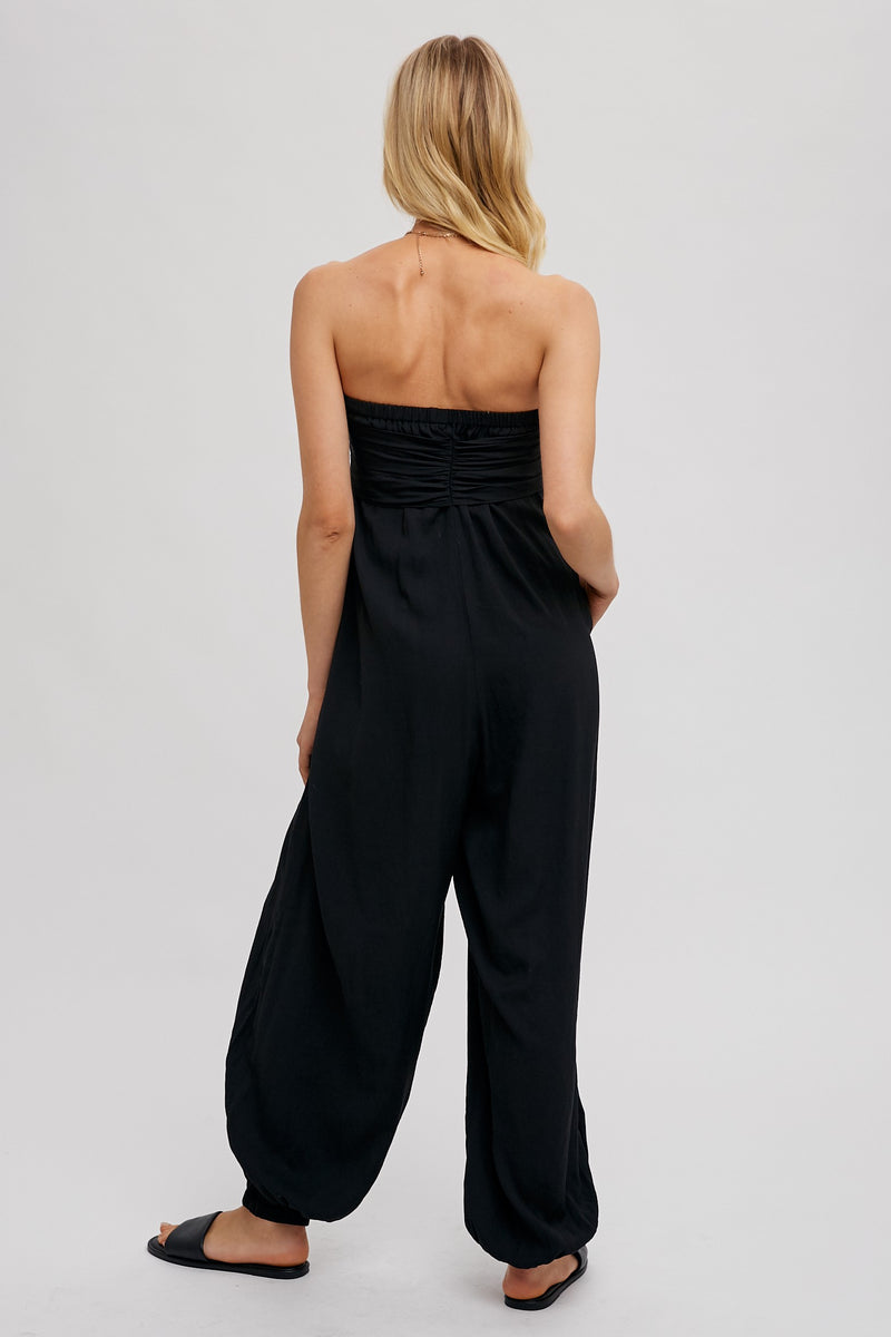 The Relaxed Front-Tie Jumpsuit in Black