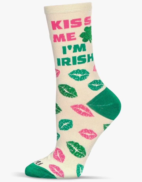 Kiss Me I'm Irish Crew Socks-Womens