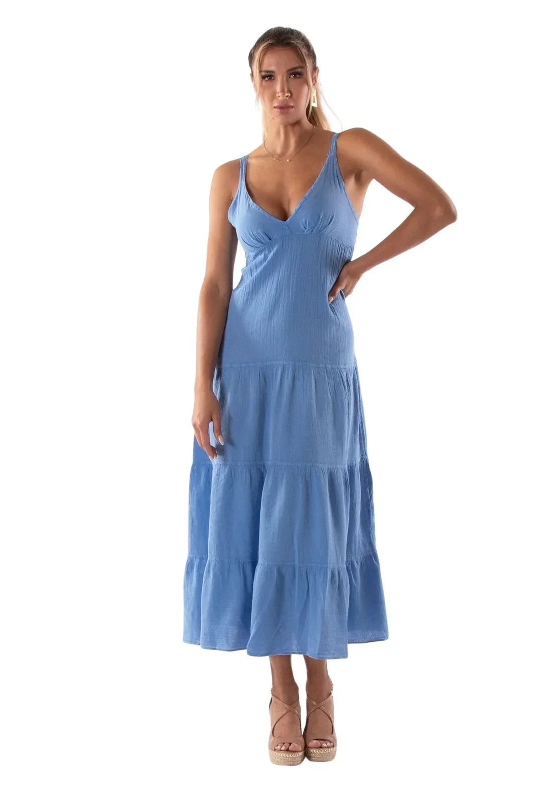 samantha denim dress Samantha Denim Corset Mixed Midi dress White / MD