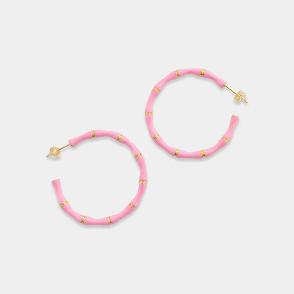 Bamboo Hoop Earrings 18K Plated