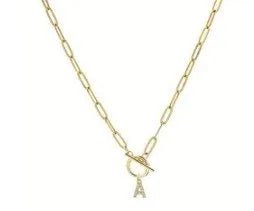 18K Gold Plated Initial Pendant Necklace toggle - Heritage - Boutique.com