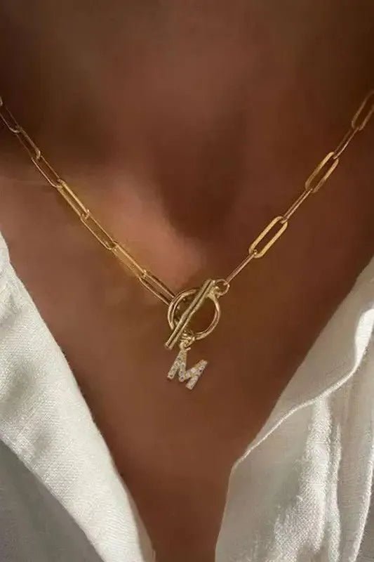 18K Gold Plated Initial Pendant Necklace toggle - Heritage - Boutique.com