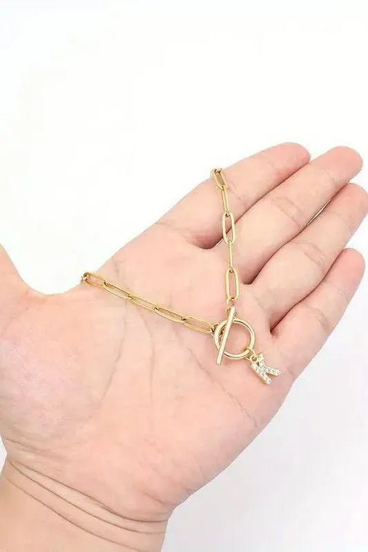 18K Gold Plated Initial Pendant Necklace toggle - Heritage - Boutique.com