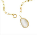18K Gold Plated Paperclip Necklace with CZ Cat’s Eye Pendant | Elegant Statement Jewelry - Heritage - Boutique.com