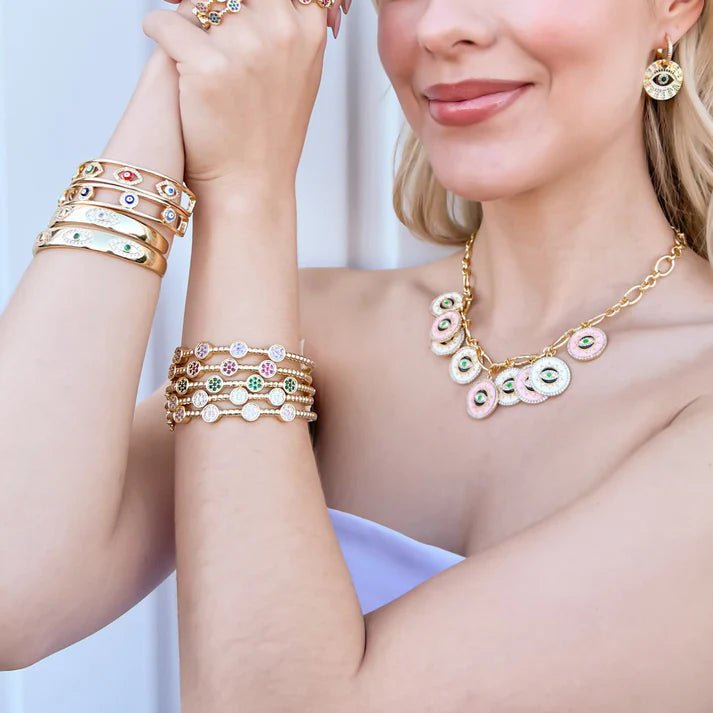 18K Gold Water Resistant Clear CZ Bangle Bracelet - Heritage - Boutique.com