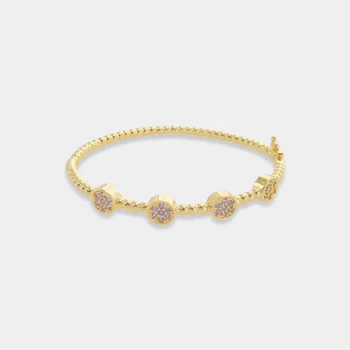 18k Gold Water Resistant Lavender CZ Bangle Bracelet - Heritage - Boutique.com