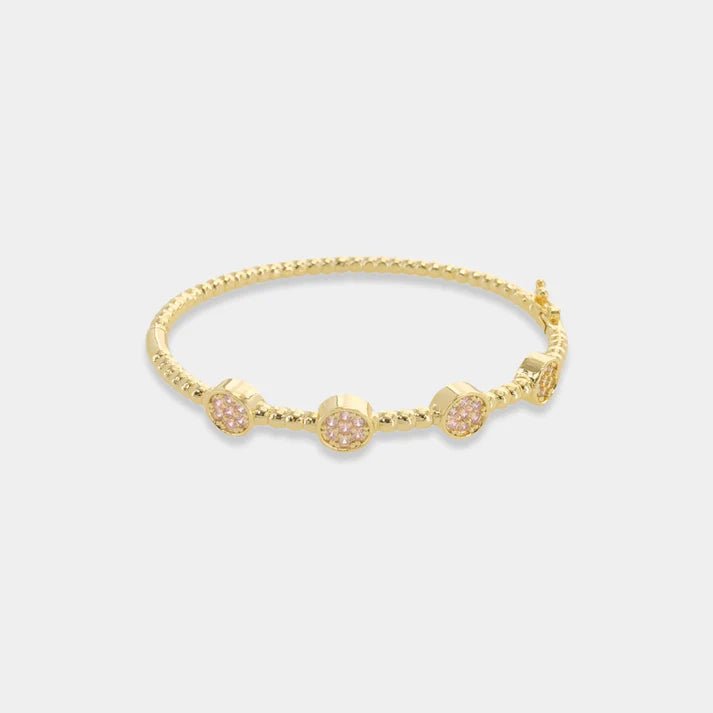 18k Gold Water Resistant Pink CZ Bangle Bracelet - Heritage - Boutique.com