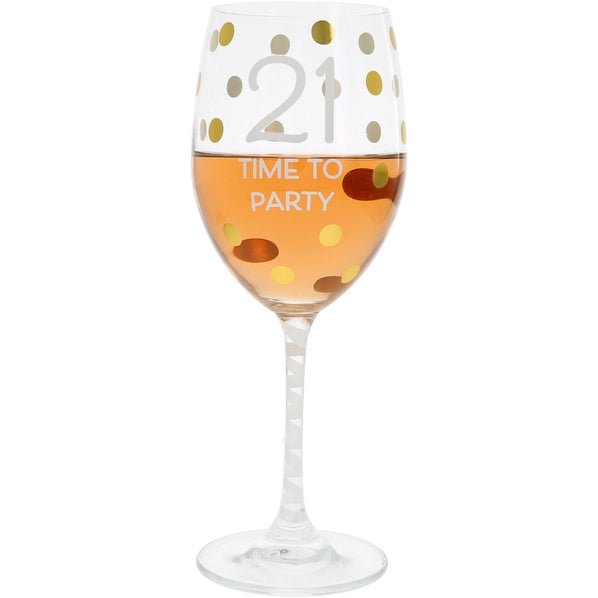21 "Time to Party" - Gift Boxed 16 oz Crystal Wine Glass - Heritage - Boutique.com