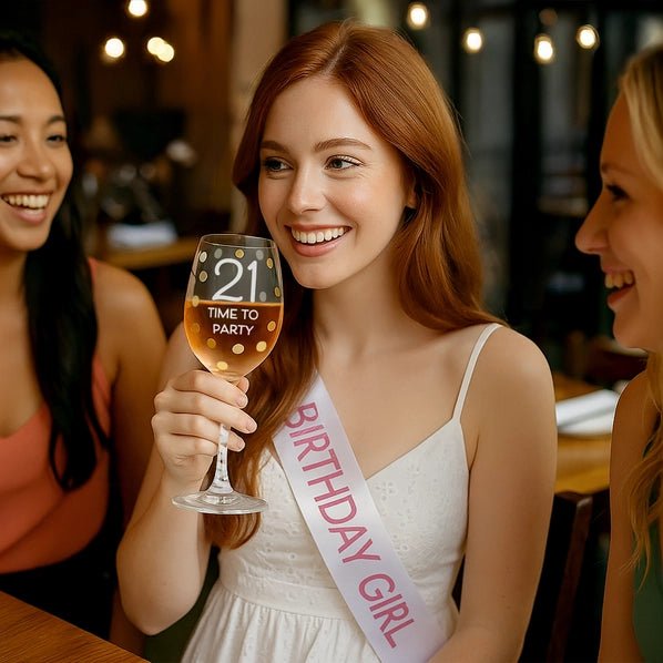 21 "Time to Party" - Gift Boxed 16 oz Crystal Wine Glass - Heritage - Boutique.com