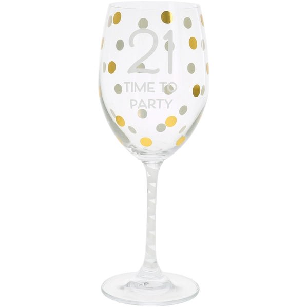 21 "Time to Party" - Gift Boxed 16 oz Crystal Wine Glass - Heritage - Boutique.com