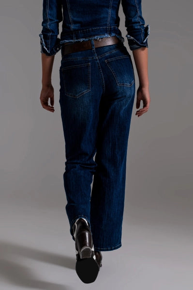 Q2 Dark Wash Rigid Wide Leg Jeans