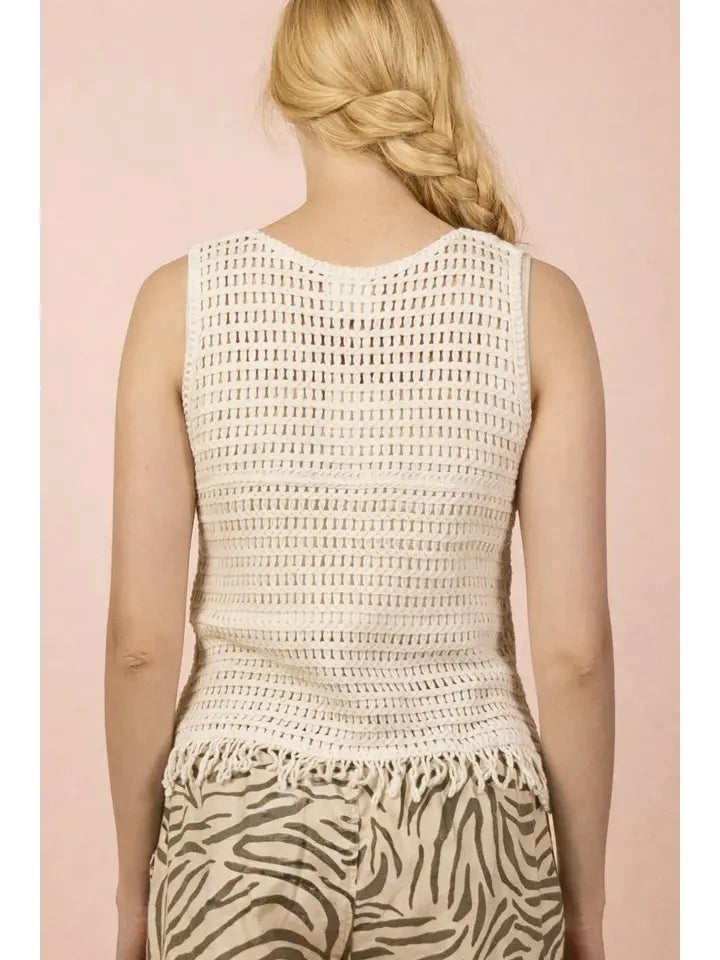 South Shore Sunshine Crochet Fringe Top