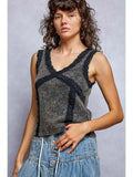 Vintage Romance Lace Trim Thermal V-Neck Tank