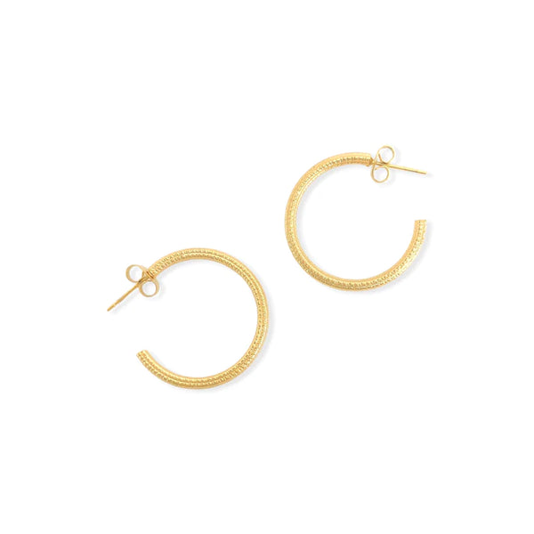 Gold Ribbed Water Resistant Earrings