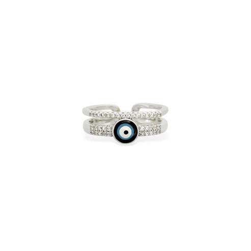 Evil Eye "Malocchio" Multi Layer Silver Ring