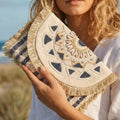 The Santorini Beaded Fringe Mandala Clutch