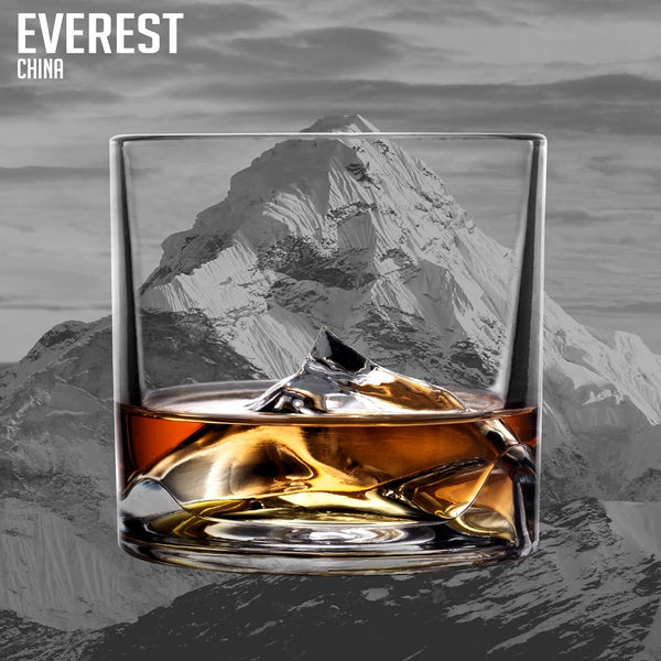 LIITON Mount Everest 4-Piece Crystal Bourbon Whiskey Glass Set