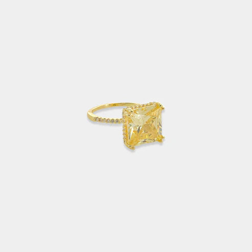 Peridot Princess Cut CZ Ring