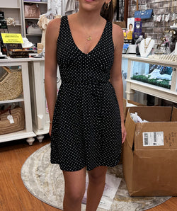 Klassy Polka Dot V-Neck Mini Dress - Brami