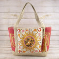 Sunburst Sequin Embroidered Crochet Tote Bag