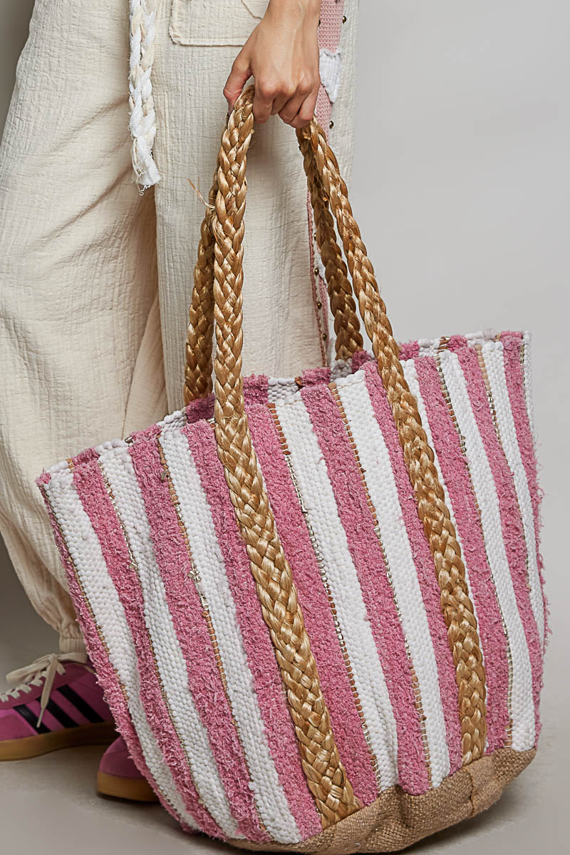 The Seaside Striped Tote - Coastal- Lakeside - Resort Large Tote
