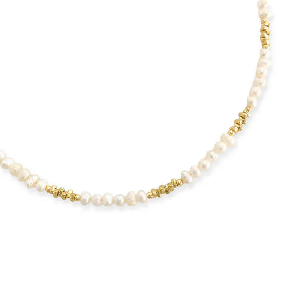 Genuine Pearl Necklace with Gold