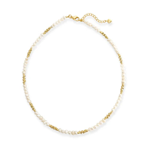 Genuine Pearl Necklace with Gold