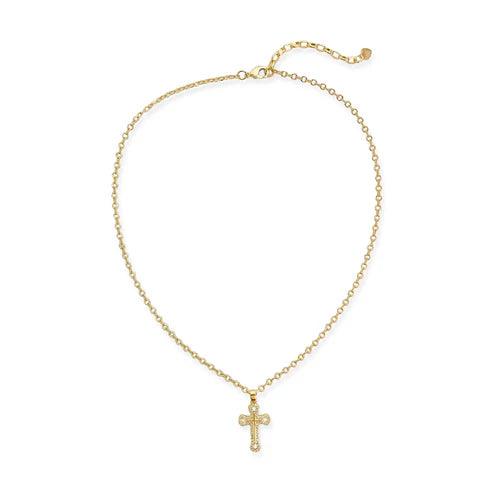 Gold CZ Cross Necklace