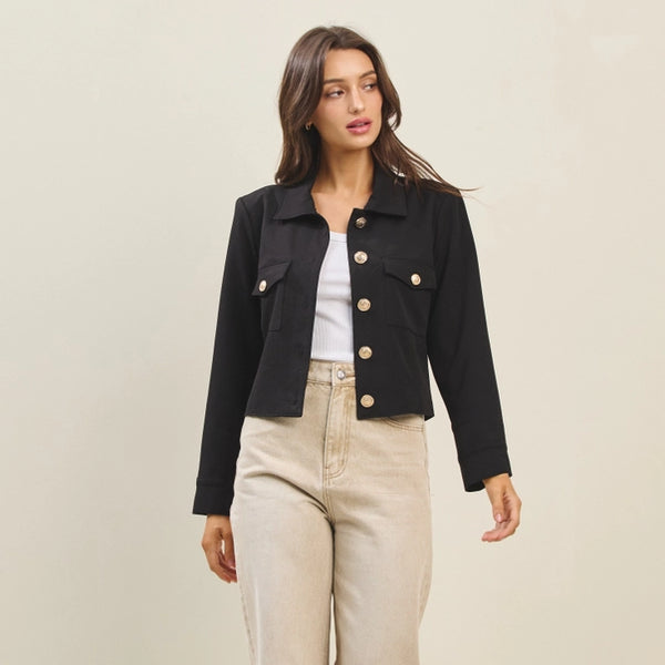 Able Black Jacket with Flap Pockets