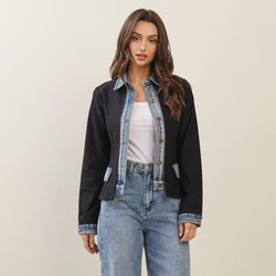 Able Black Filled Jacket w/Denim Trim