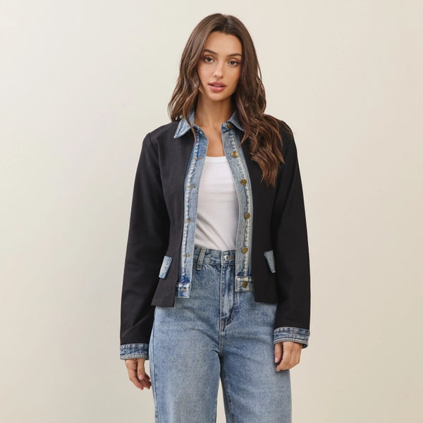 Able Black Filled Jacket w/Denim Trim