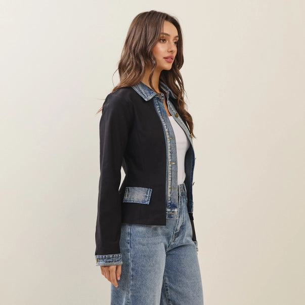 Able Black Filled Jacket w/Denim Trim