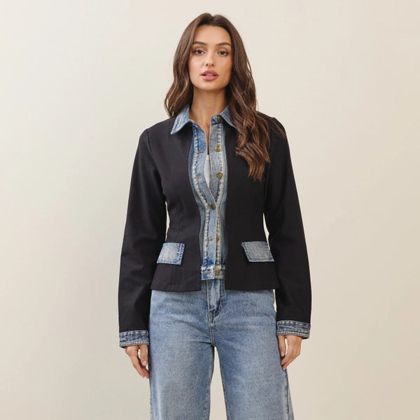 Able Black Filled Jacket w/Denim Trim