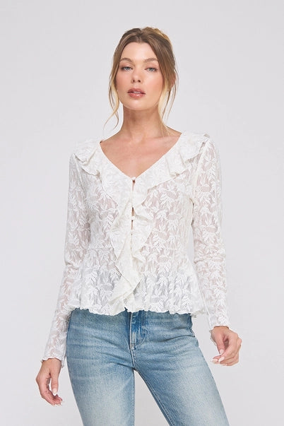 Jacquard Knit Lace Top