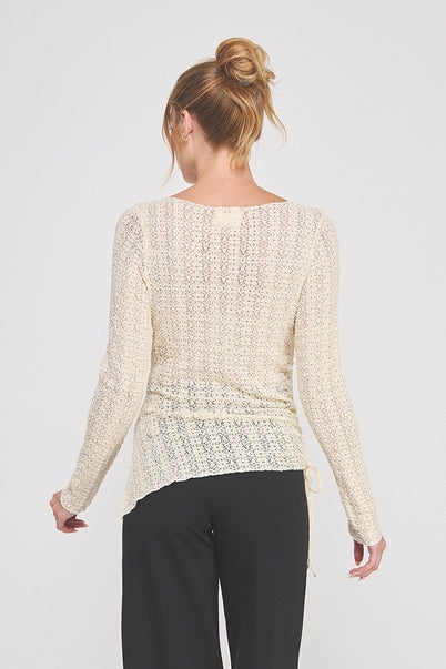 Knit Lace Boat Neck Top