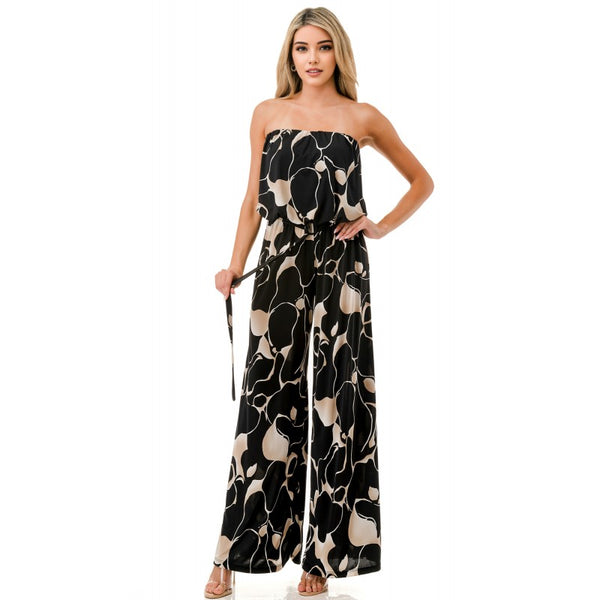 Black Strapless Belted Jumpsuit BEST SELLER