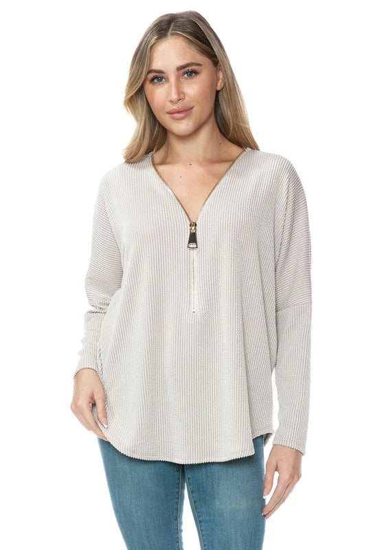 Ariella Dolman Sleeve Zipper Top