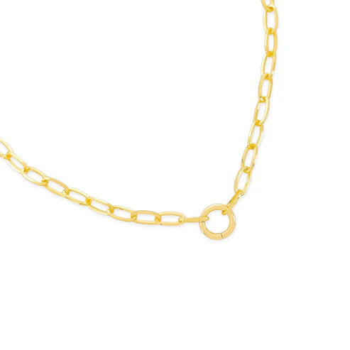 Gold Link Chain with Textured Heart Pendant
