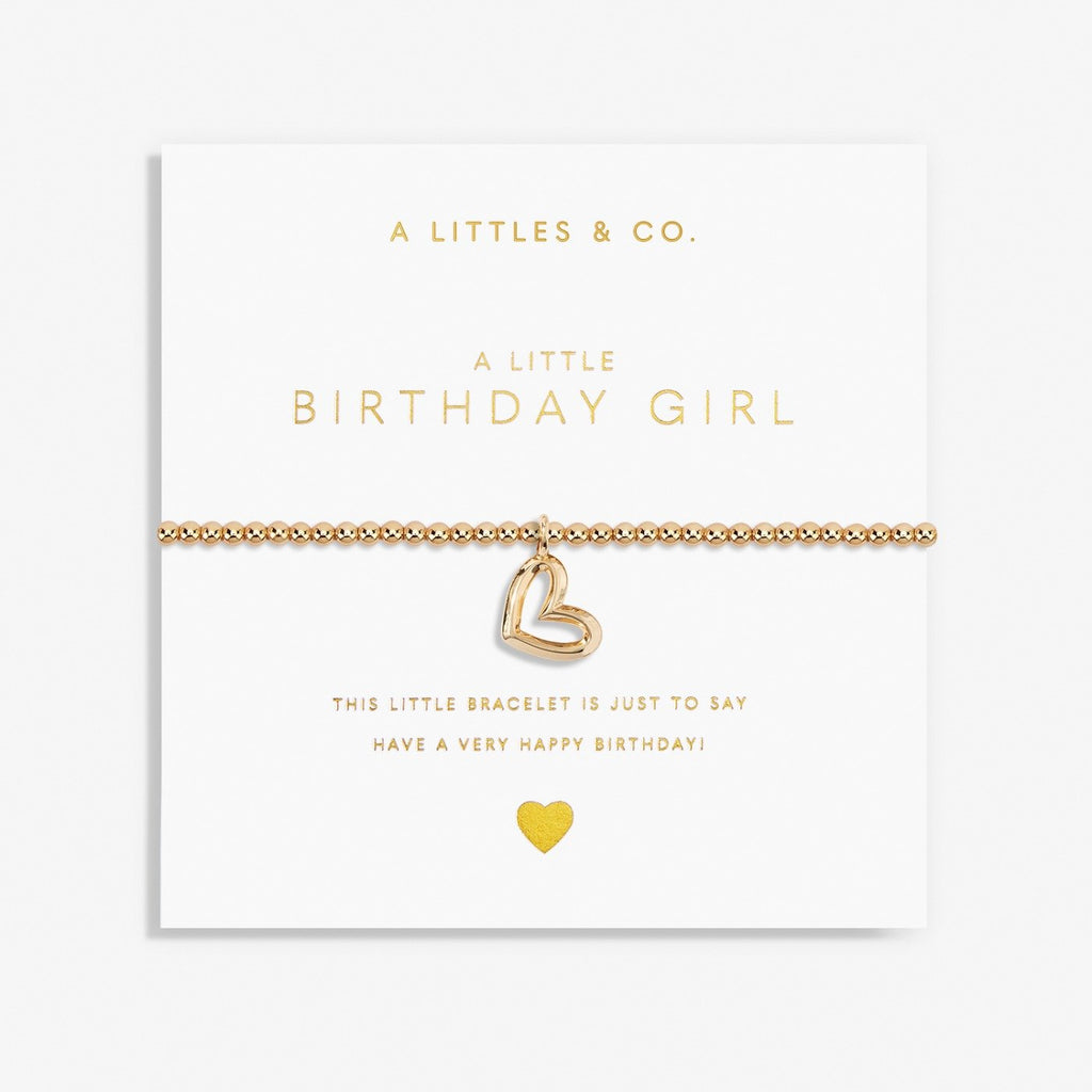 A Littles Birthday Girl Gold Heart Beaded Stretch Bracelet