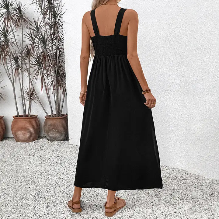 Sleeveless Halter Embroidery Patchwork Dress