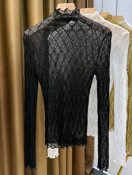 Black Diamond Textured Lace Top