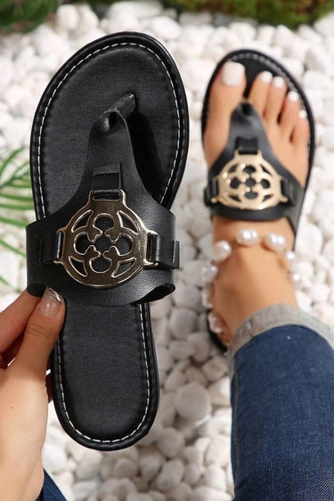 Gold Medallian Designer Flat Sandals