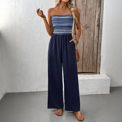 Navy Blue Striped Jumpsuit