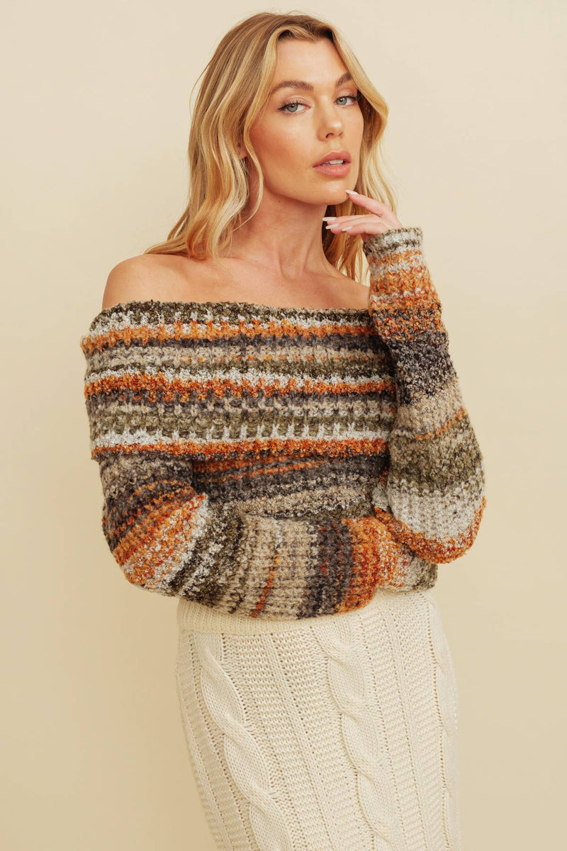 Multi Color Off Shoulder Sweater