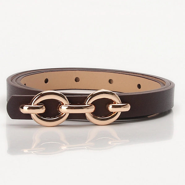 Classic Women's Thin Belt with Chain Buckle