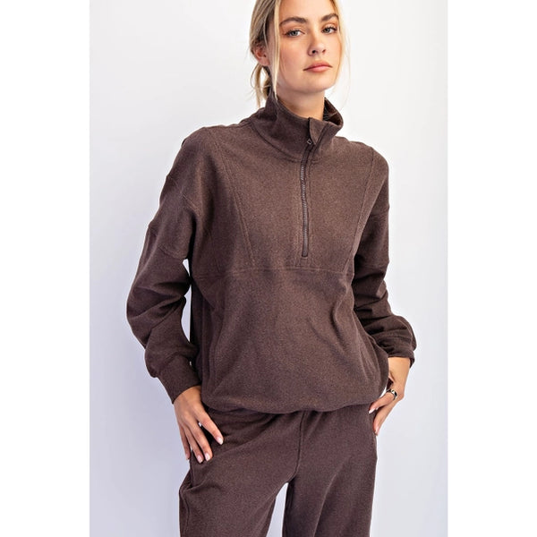 Brushed Rib Quarter Zip Pullover