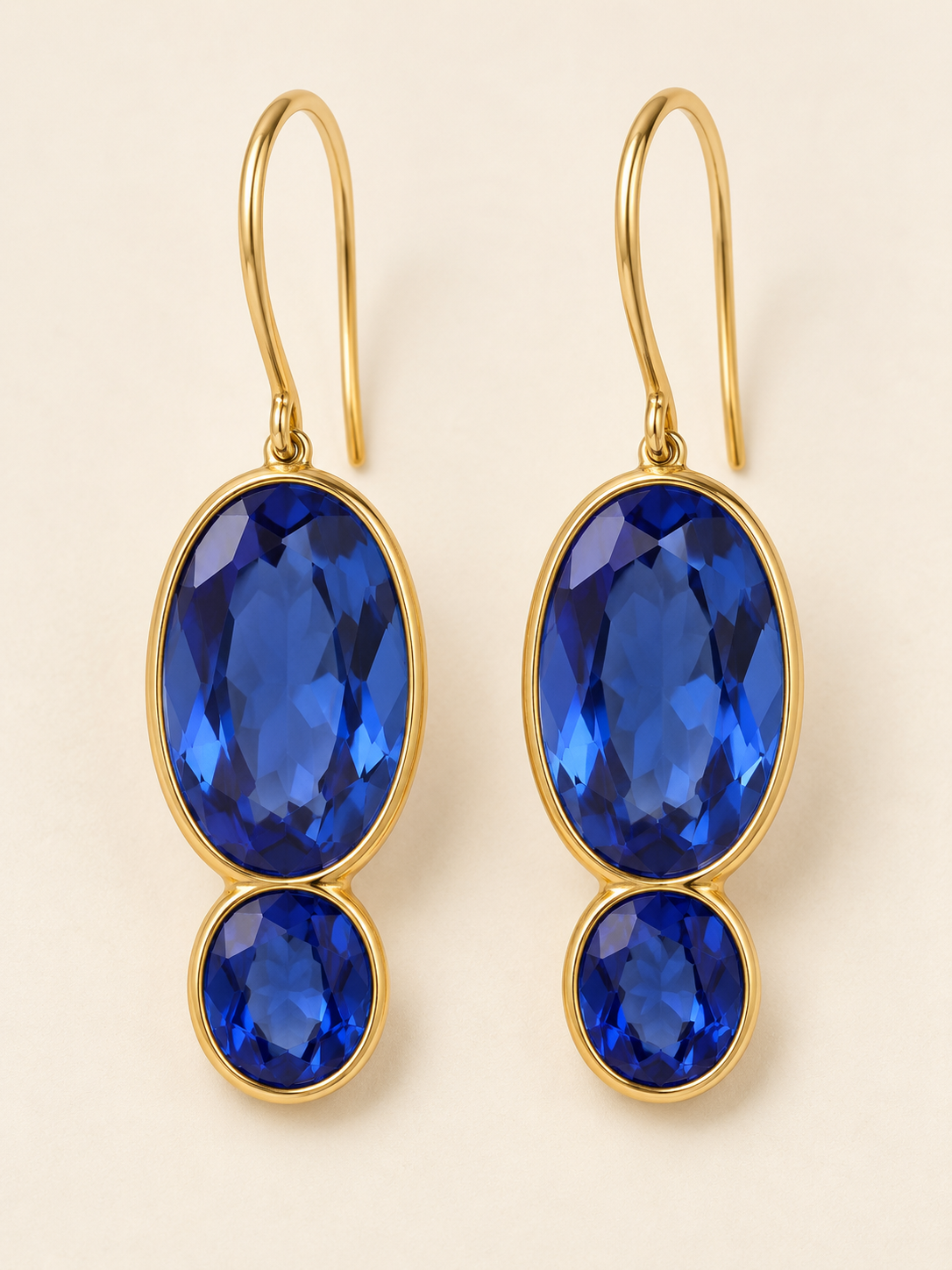 Capri Sapphire Blue Double Oval Earring