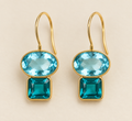 Azure Sky Blue & Teal Geo Drop Earring