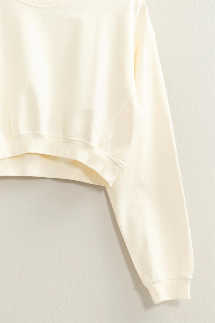 Creamy Vanilla Long Sleeve Cropped Sweatshirt