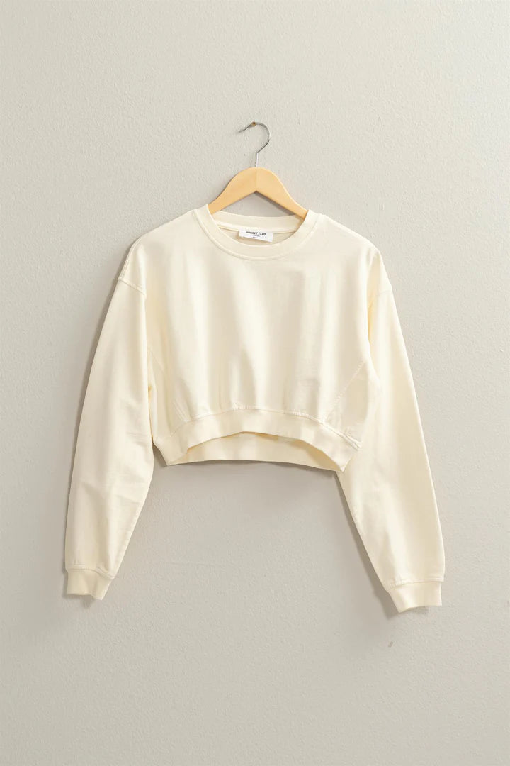 Creamy Vanilla Long Sleeve Cropped Sweatshirt